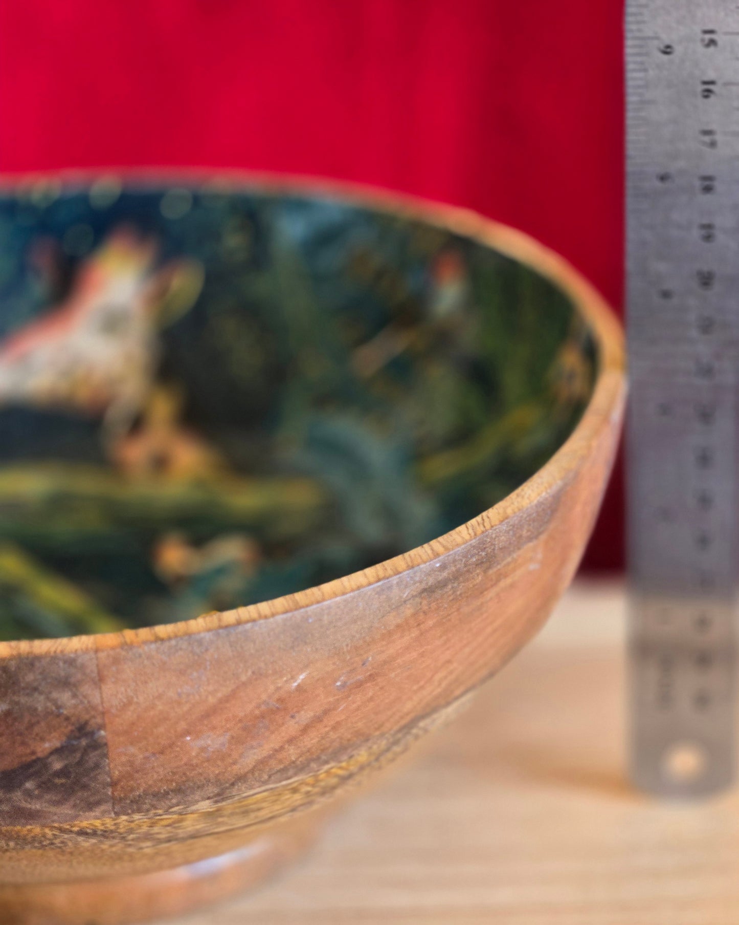 Jungle scene mango wood bowl, India
