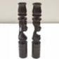 African Candle Stick Pair Ebony Wood Abstract Design Tanzania