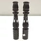 African Candle Stick Pair Ebony Wood Abstract Design Tanzania