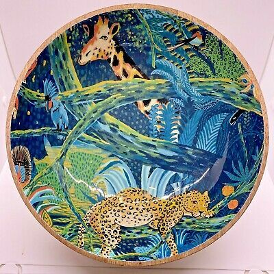 Jungle scene mango wood bowl, India